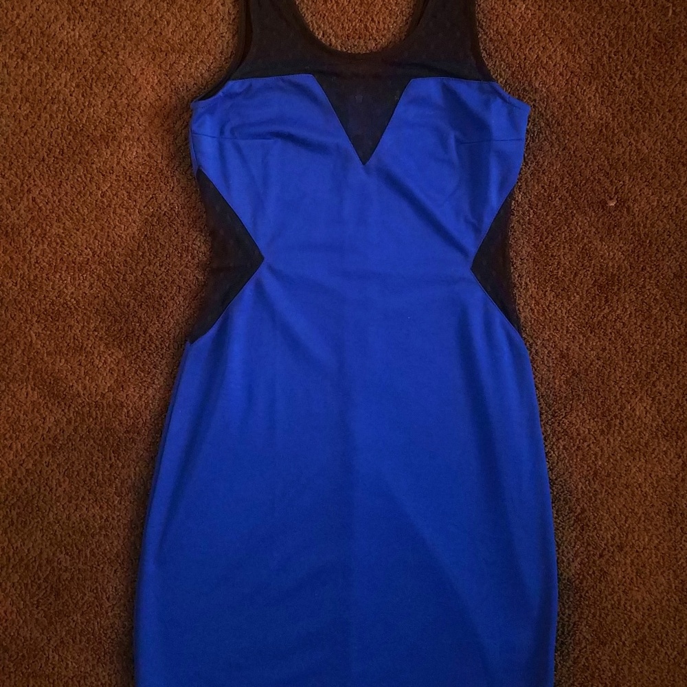 Small Blue Dress with Black Lace - EUC